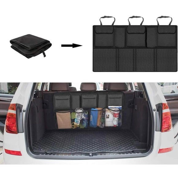 Car Rear Cargo Area Back of Seat Large Storage Organizer With Pockets - Picture 5 of 8